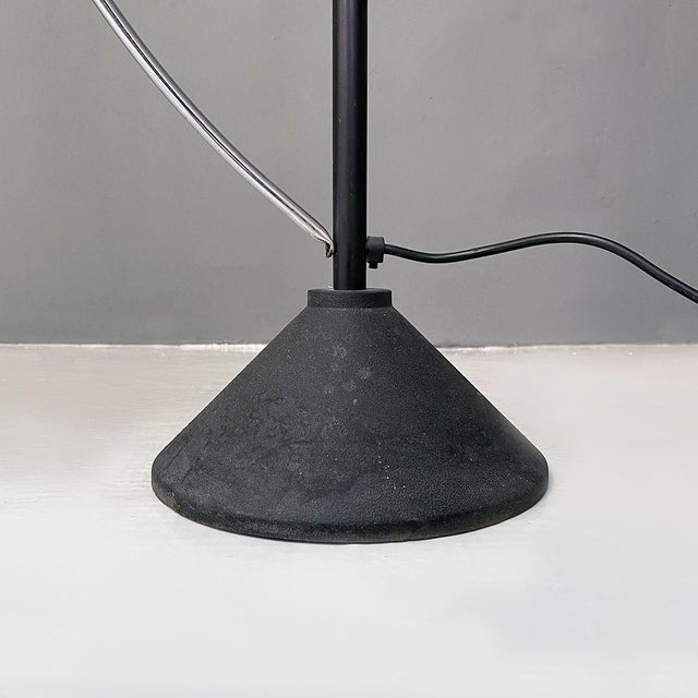 Italian Post Modern Black Metal and Steel Floor Halogen Floor Lamp, 1980s For Sale - Image 11 of 14