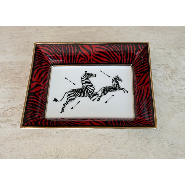 Scalamandre Zebra dish made for Port 68. New condition, measuring 8 x 6.5 x 1.75. The last photo shows the other two sold...