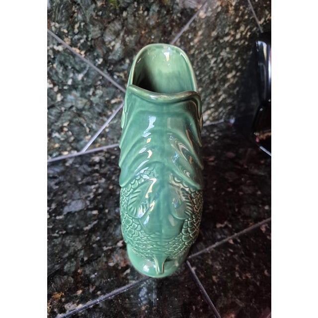 Vintage Mid-Century Dartmouth Pottery Devon Green Fish "Gurgling" Gluggle Jug (j.g.) For Sale - Image 4 of 9