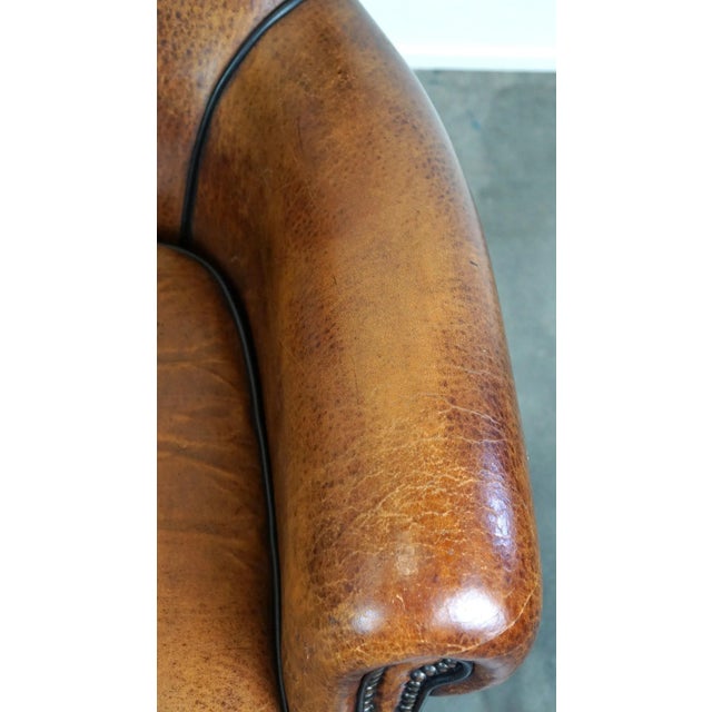 Brown Vintage Sheep Leather Armchair For Sale - Image 8 of 12