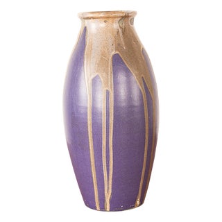 Large Art Deco Vase in Purple Glazed Ceramic by Léon Pointu fo Grès de Puisaye, 1920s For Sale