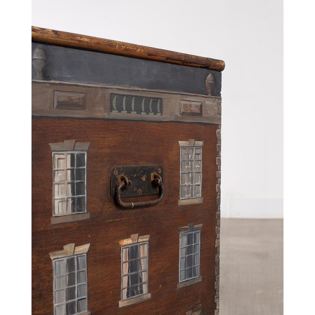 Country English Painted Pine Trunk With Georgian House Facade For Sale - Image 12 of 18