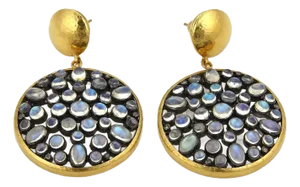 Gurhan Venus Moonstone 24k Gold & Sterling Large Dangle Earrings, 2 Pieces