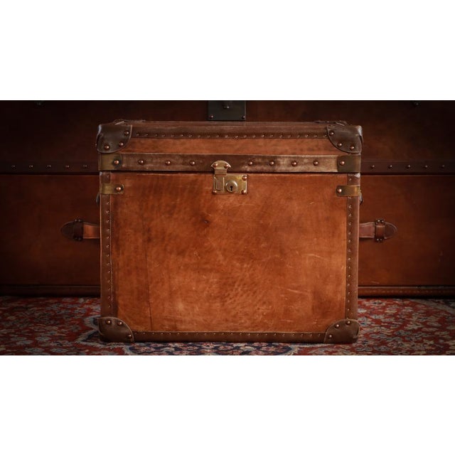 Vintage Officers Campaign White Star Trunk in Leather, 2010s For Sale - Image 10 of 18