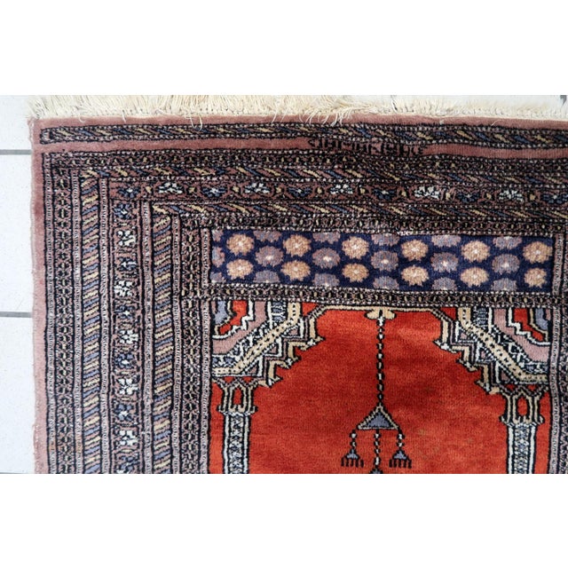 1970s, Handmade Vintage Pakistani Lahore Prayer Rug 2.7' X 3.8' For Sale - Image 11 of 13