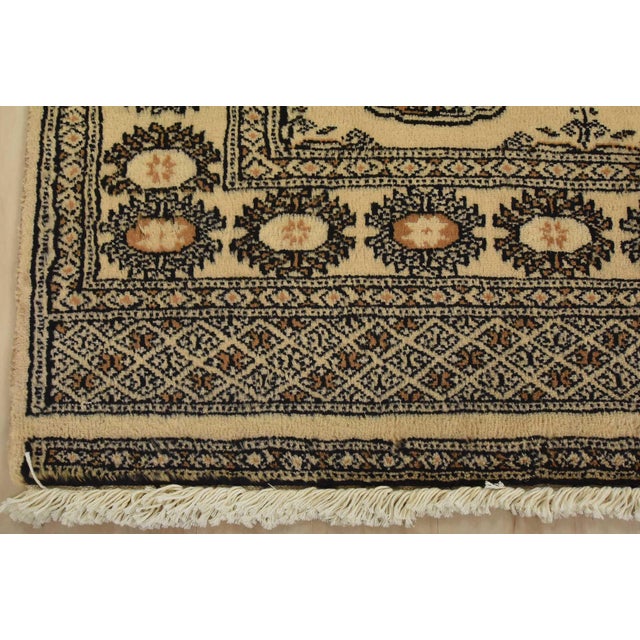 Beige Bokhara Rug 3’1” X 4’7” Beige Wool Tribal Hand-Knotted Oriental Carpet For Sale - Image 8 of 11