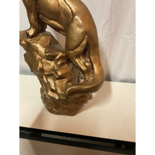 Ceramic Mid 20th Century Art Deco Ceramic Sculptured Gold Painted Cougar MCM For Sale - Image 7 of 7