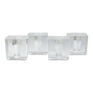 Mid-Century Acrylic Ice Cube Taper Candle Holders, Set of 4 For Sale