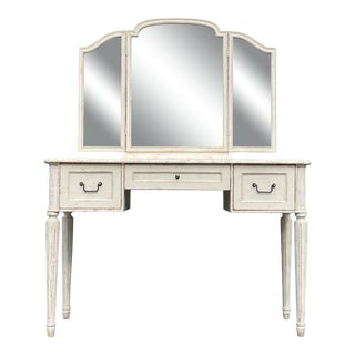 Lillian August Distressed Dressing Table Vanity Desk For Sale