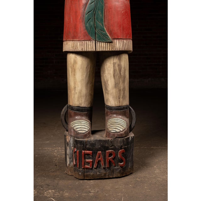 Vintage Hand-Carved Cigar Store Indian Figure For Sale In Chicago - Image 6 of 16
