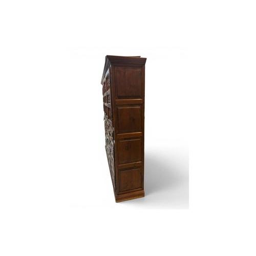 Brown Large Castilian Wood Pantry Cabinet with Perforated Doors For Sale - Image 8 of 15