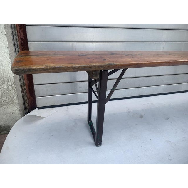 Folding Bench on Metal Legs, 1970s For Sale - Image 4 of 18