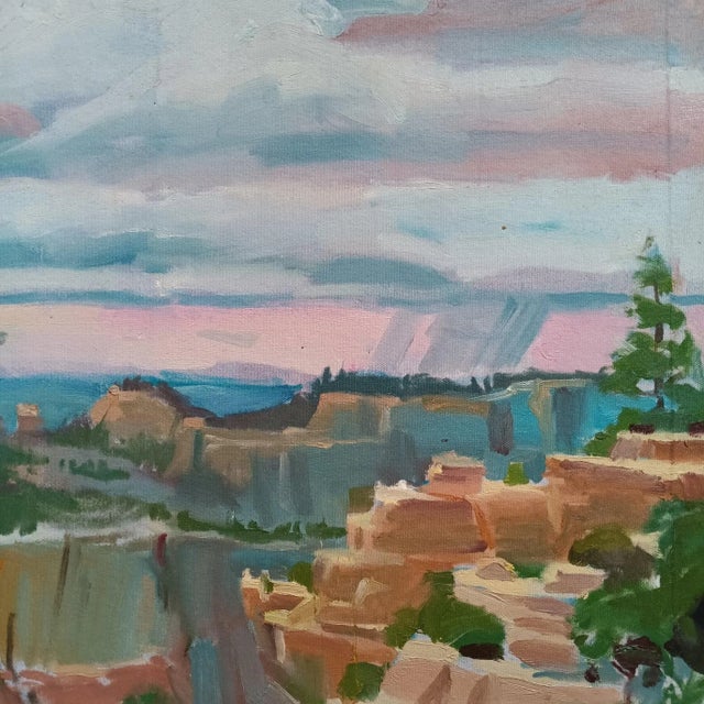 Red Rock Formations on a Blue Sky Day Original Oil Painting For Sale - Image 4 of 5