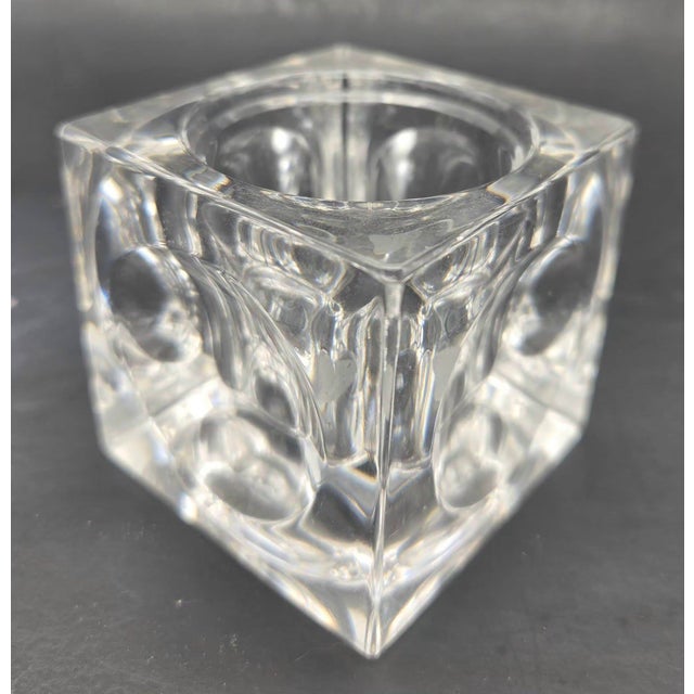 Late 20th Century Vintage Optic Glass Cube Paperweight and Candle Holder For Sale - Image 5 of 10