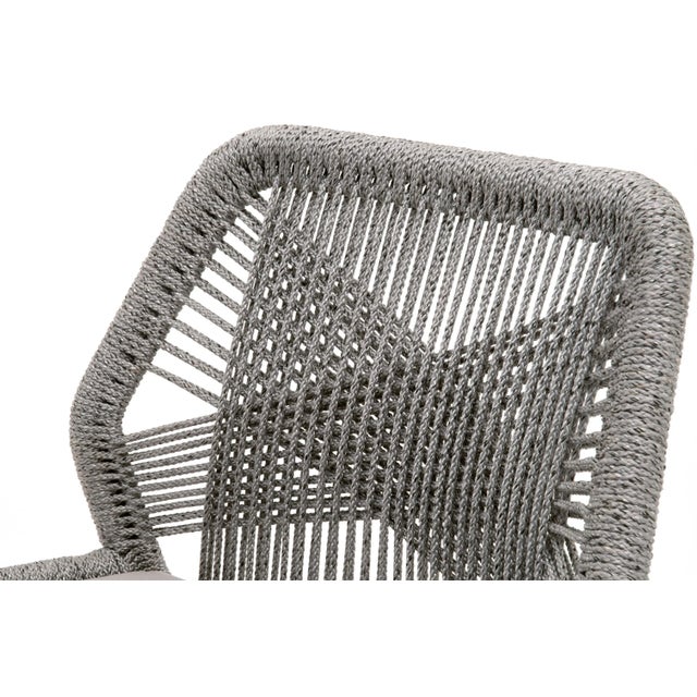 Loom Outdoor Counter Stool, Smoke Grey Teak with Platinum Rope For Sale In Los Angeles - Image 6 of 10