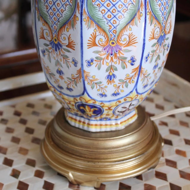Antique French Faience (Rouen) Lamp For Sale - Image 9 of 13