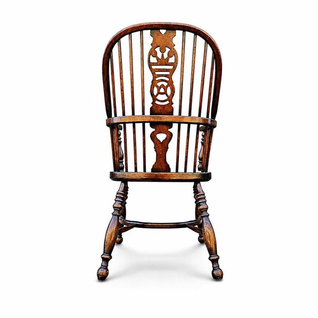 Vintage Oak Wheelback Windsor Armchairs, 1980s, Set of 9 For Sale - Image 14 of 18