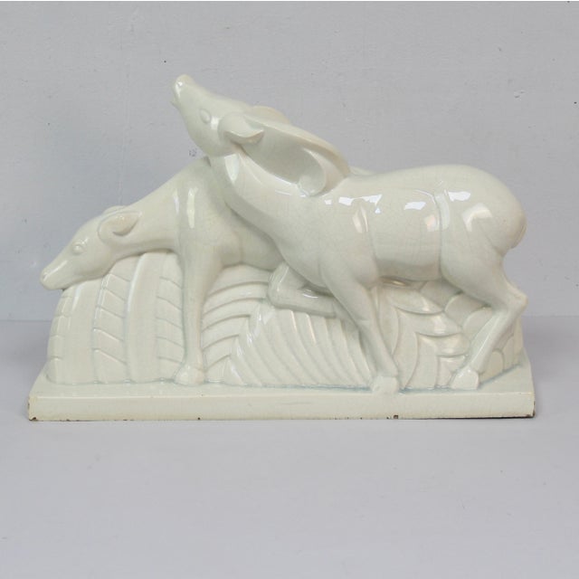 Art Deco Deer Figurine by Lemanceau for Saint Clement, 1920s-1940s, in Very Good conditions. Designed 1920 to 1949 This...