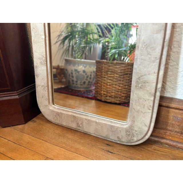 Vintage Tessellated Stone Mirror With Gold Accent For Sale - Image 6 of 10