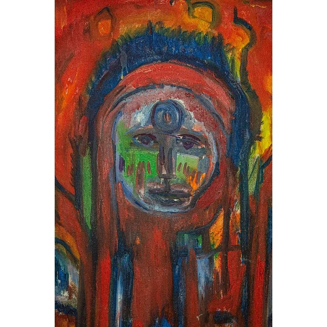 This outstanding vibrant abstract figurative oil on canvas was purchased many years ago at an art festival in Santa Fe,...