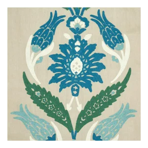 Schumacher Anagada Embroidery Fabric in Peacock