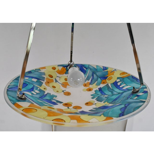 French Art Deco Pendant Light by Loys Lucha - 1930 Chandelier France For Sale - Image 9 of 10