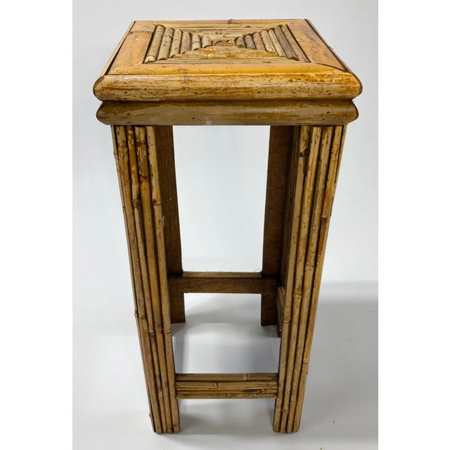 Vintage Pencil Reed Side Table, Plant Stand or Pedestal | Chairish