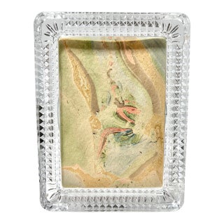 Heavy Cut Crystal Picture Frame – Diamond Point Crystal Frame, Art Deco Revival Tabletop Decor For Sale