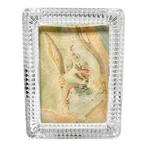 Heavy Cut Crystal Picture Frame – Diamond Point Crystal Frame, Art Deco Revival Tabletop Decor