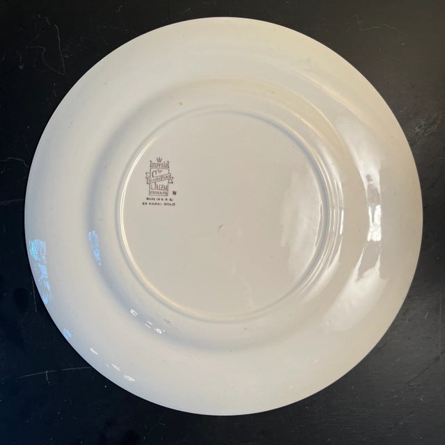 English Imperial Salem China Dinner Plate With 23 Karat Gold Accents For Sale - Image 3 of 6