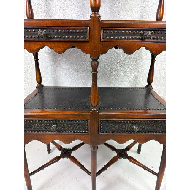Theodore Alexander Handsome Walnut and Brass Etagere For Sale - Image 10 of 12