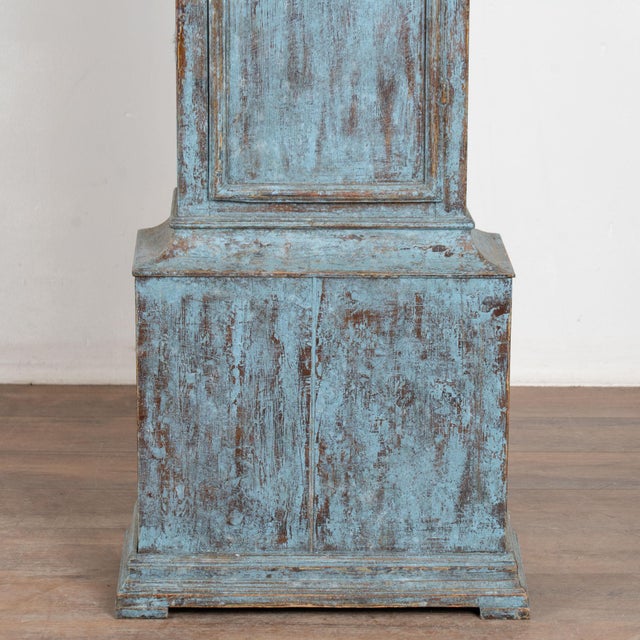 Early 19th Century Swedish Blue Painted Pine Grandfather Clock For Sale - Image 13 of 14