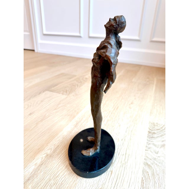 Bronze Signed Limited-Edition Modernist Cast Bronze Draped Female Sculpture, 7/21 For Sale - Image 8 of 12