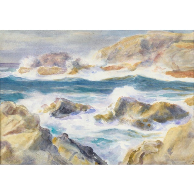 Rocky California Seascape in Watercolor on Paper Dramatic coastal landscape by notable artist Paul Dougherty (American,...