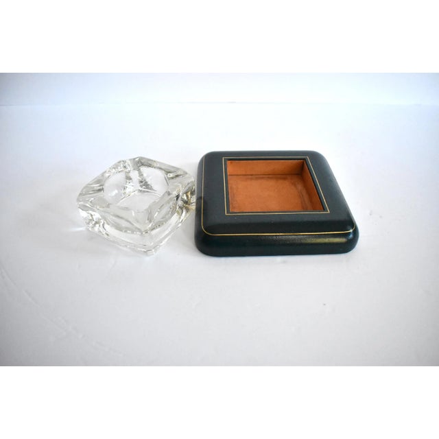 Vintage Italian Green Leather Desk Set - Document Holder, Ashtray, and Letter Holder For Sale - Image 12 of 13