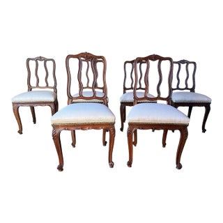 Antique French provincial style Carved Oak Dining Chairs For Sale