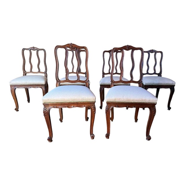 Antique French provincial style Carved Oak Dining Chairs For Sale