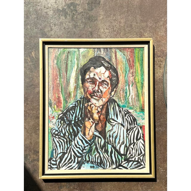 Late 20th Century Vintage Original Oil Portrait on Canvas For Sale - Image 5 of 12
