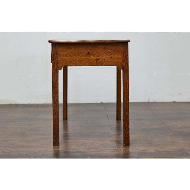 19th-Century English Georgian Oak Side Table with Chippendale Brass Hardware For Sale - Image 4 of 12
