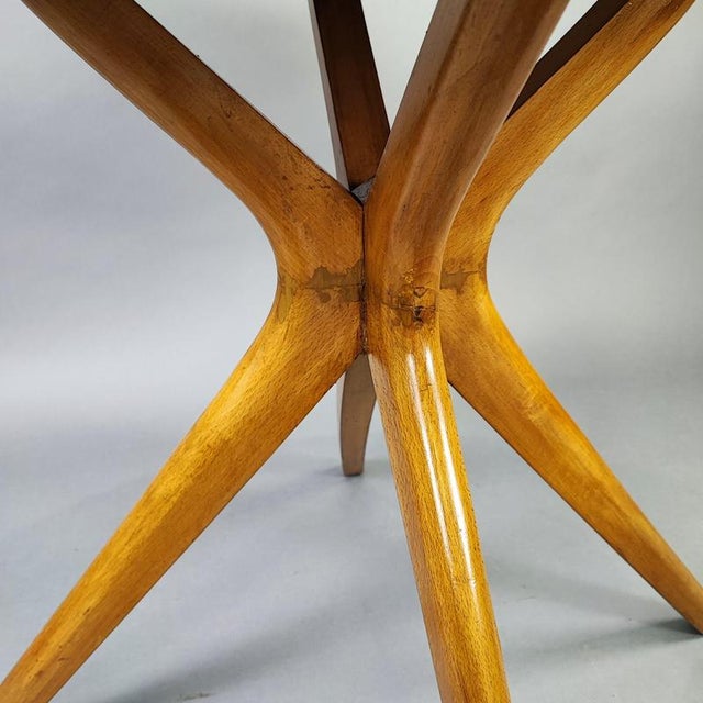 Italian Round Table with Black Glass Top, 1950s For Sale - Image 6 of 7