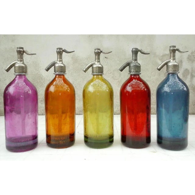 Set of 5 vintage Seltzer Bottles. Fully restored and sold as decorative.