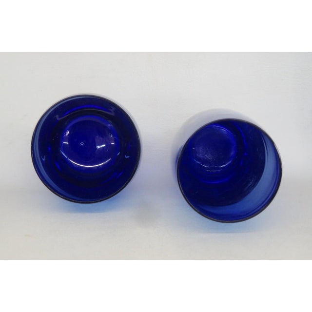 Mid 20th Century Cobalt Blue Glass Tumblers Bar Cups Mid Century Modern Drinkware - Set of 13 For Sale - Image 9 of 16