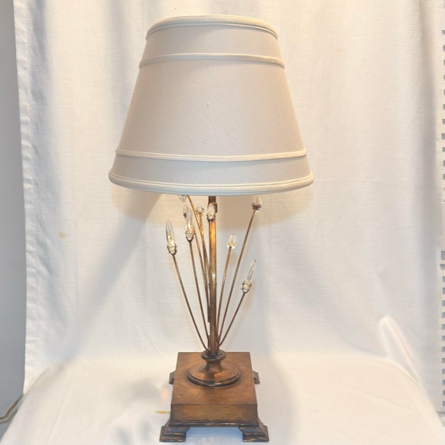 Fine Art Lamps Late 20th Century Fine Art Handcrafted Lighting Crystal Laurel Table Lamp For Sale - Image 4 of 12