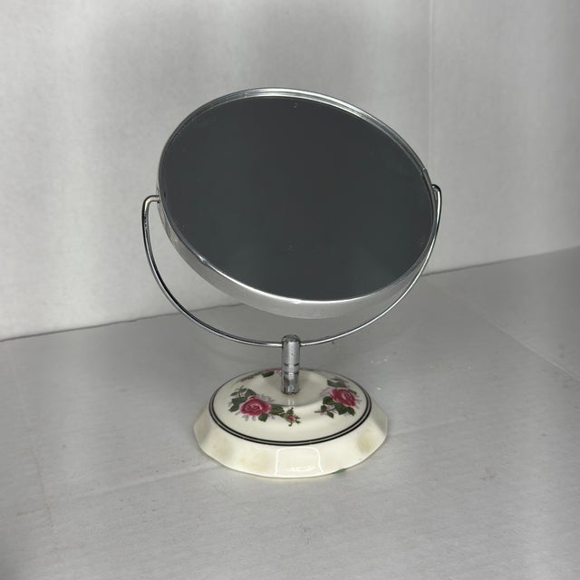 American Mid 20th Century Porcelain Base Vanity Mirror For Sale - Image 3 of 8