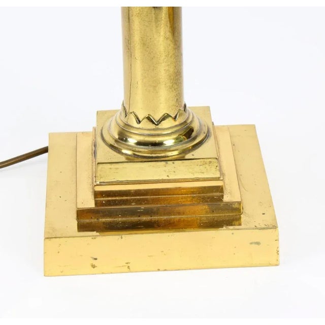 19th Century Antique Victorian Brass Corinthian Column Table Lamps, Set of 2 For Sale - Image 10 of 11