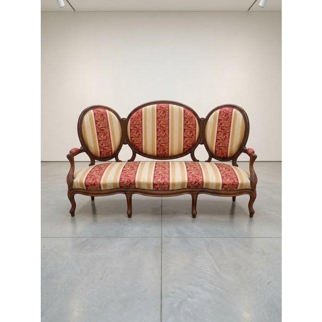 19th Century Napoleon III Sofa with Triple Medallion, 1870 For Sale - Image 5 of 5