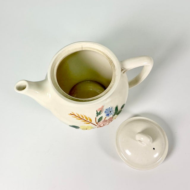 1940s Vintage Farmhouse Boho Chic Art Deco Porcelier Vitreous Tea Pot, 6 Cup Size. For Sale - Image 12 of 14