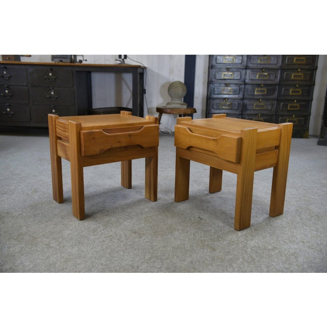 Elm Bedside Tables from Maison Regain, 1970s, Set of 2 For Sale - Image 11 of 11