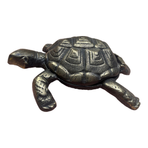Large Turtle Design Brass Ashtray With Lid