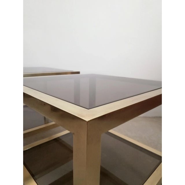 Living Room Tables in Brass and Smoked Glass with Wheels, Italy, 1970s, Set of 2 For Sale - Image 4 of 16